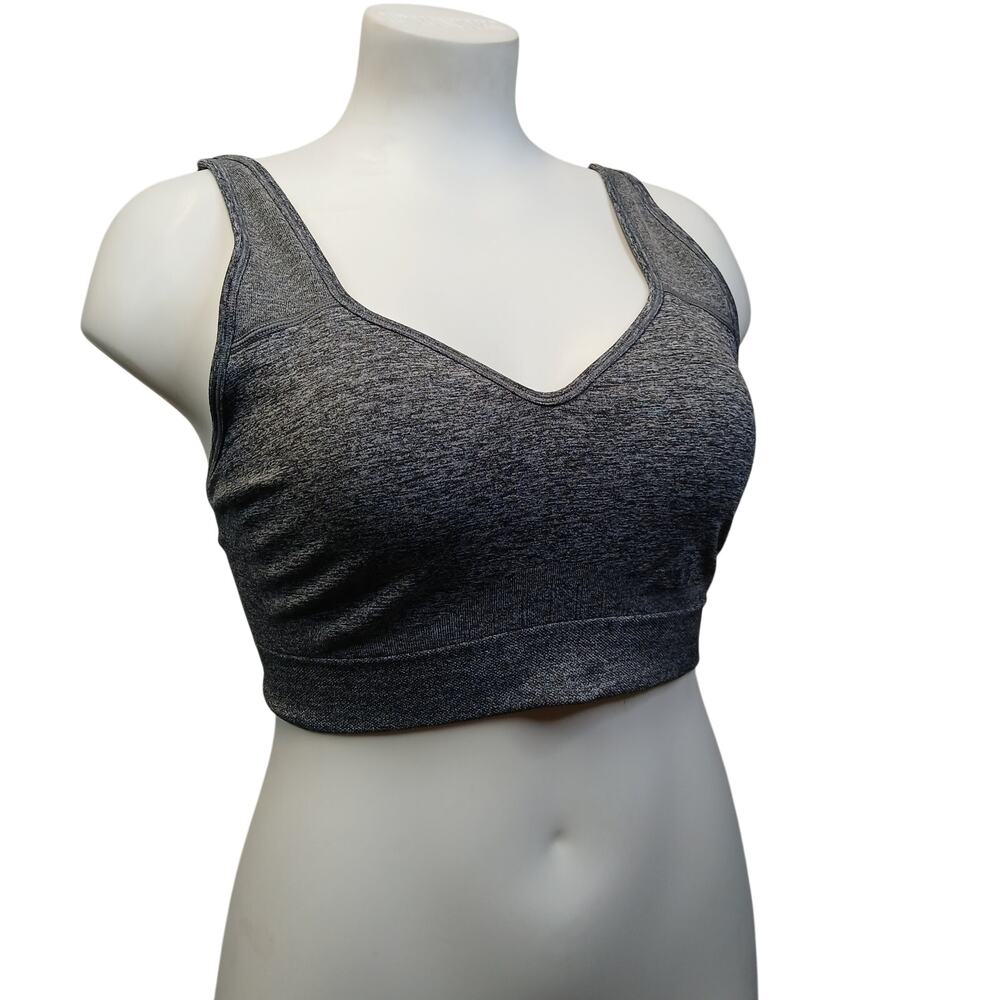 Puma Womens Size L Heathered Charcoal Grey Seamless Sports Bra Top